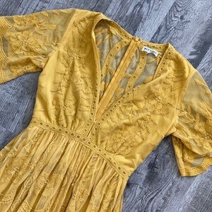 Yellow Lace Embroidered Beyoncé Dress